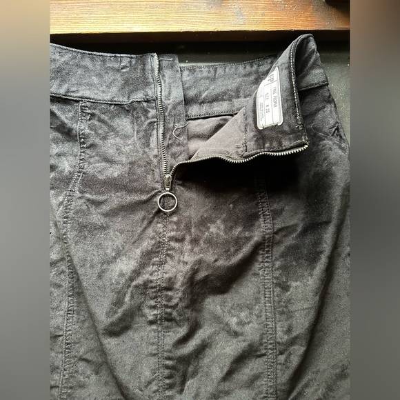 Vintage Retro Black Velvet Free People Zip Back Mini Skirt - Picture 2 of 5